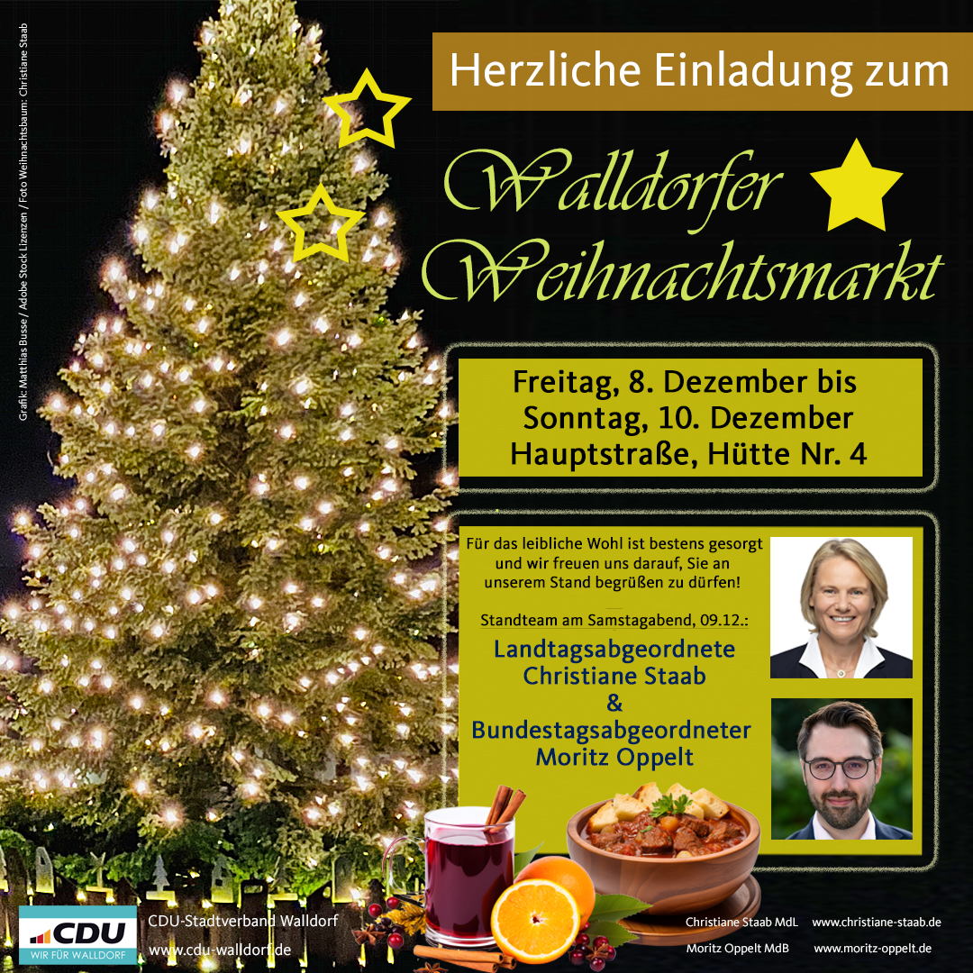 Herzliche Einladung zum Walldorfer Weihnachtsmarkt! / Grafik: Matthias Busse 